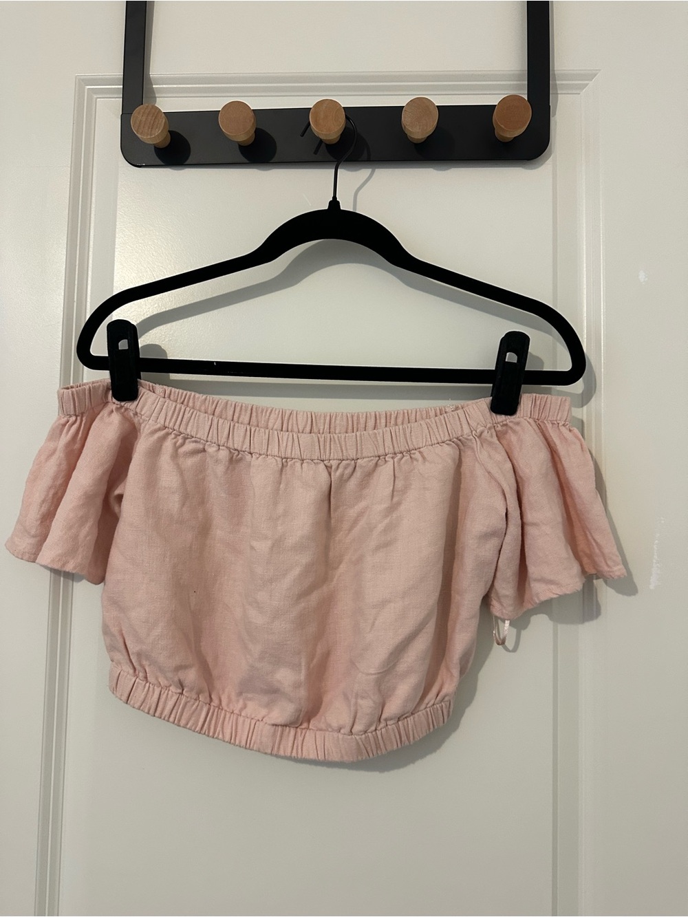 Abercrombie & Fitch Pink Off-Shoulder Elastic Waist Top